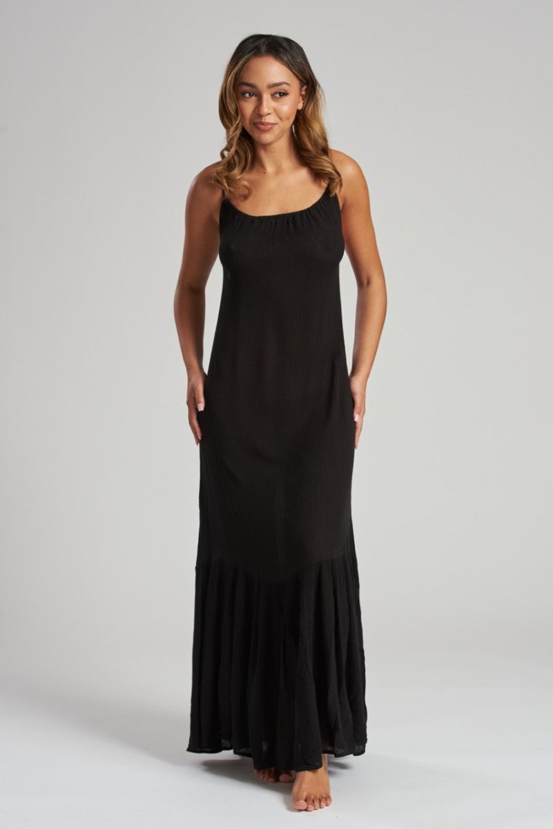 South Beach Black Crinkle Cami Maxi Dress - Franklins