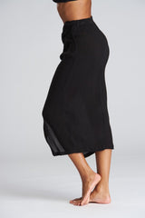 South Beach Black Crinkle Midi Length Twist Beach Skirt - Franklins