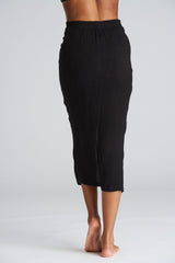 South Beach Black Crinkle Midi Length Twist Beach Skirt - Franklins