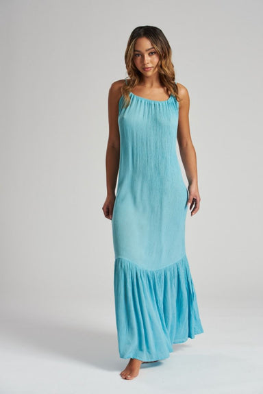 South Beach Blue Crinkle Cami Maxi Dress - Franklins