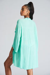 South Beach Mint Crinkle Long Length Beach Shirt - Franklins