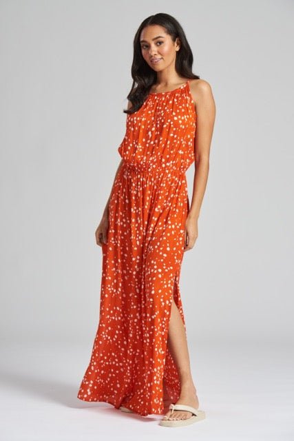 South Beach Red Spot Cami Maxi Dress - Franklins