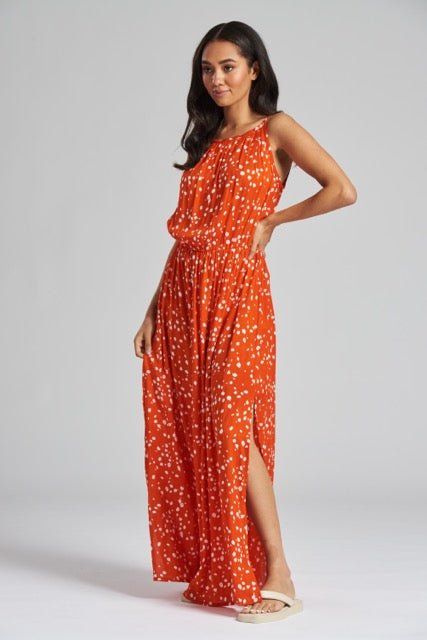 South Beach Red Spot Cami Maxi Dress - Franklins