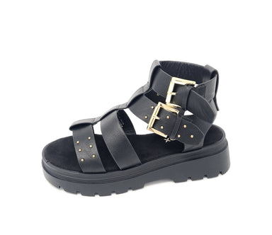 Sprox Black Chunky Gold Studded Sandals - Franklins