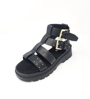 Sprox Black Chunky Gold Studded Sandals - Franklins