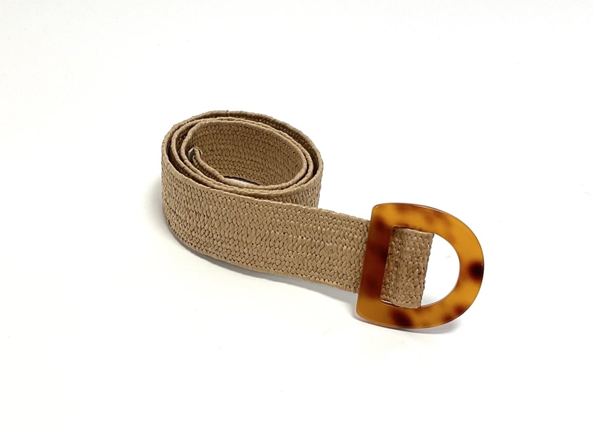 Taupe Elasticated Straw Belt - Franklins