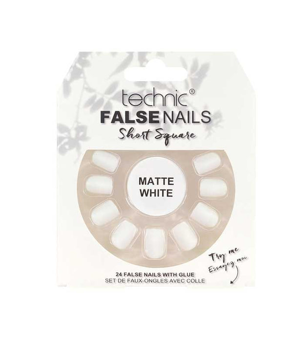 Technic False Nails Short Square- Matte White - Franklins