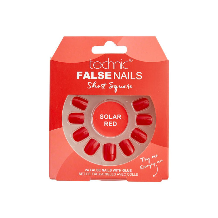 Technic False Nails Short Square- Solar Red - Franklins