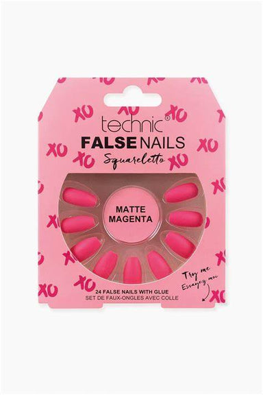 Technic False Nails Squareletto- Matte Magenta - Franklins
