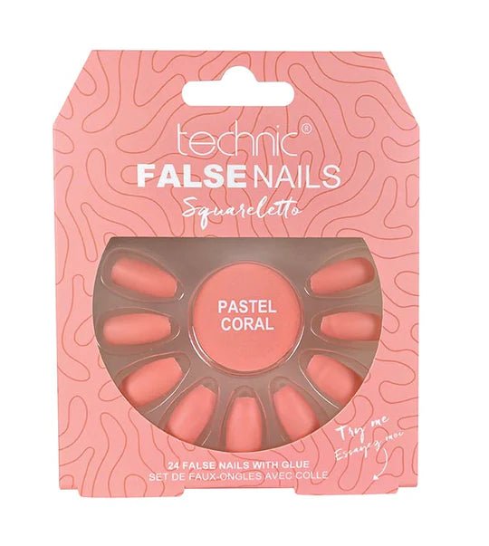 Technic False Nails Squareletto- Pastel Coral - Franklins