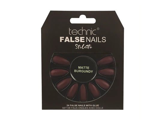 Technic False Nails Stiletto- Matte Burgundy - Franklins