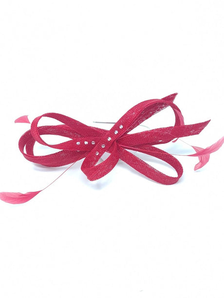 Tulip Red Loop Bow Diamante Fascinator - Franklins