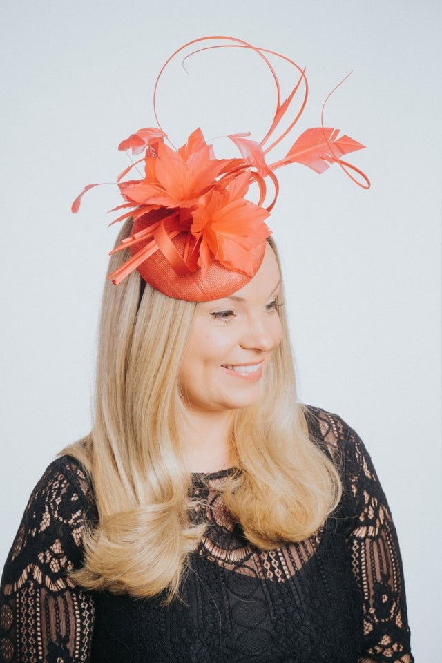 Tulip Red Pillbox Feather & Flower Fascinator - Franklins