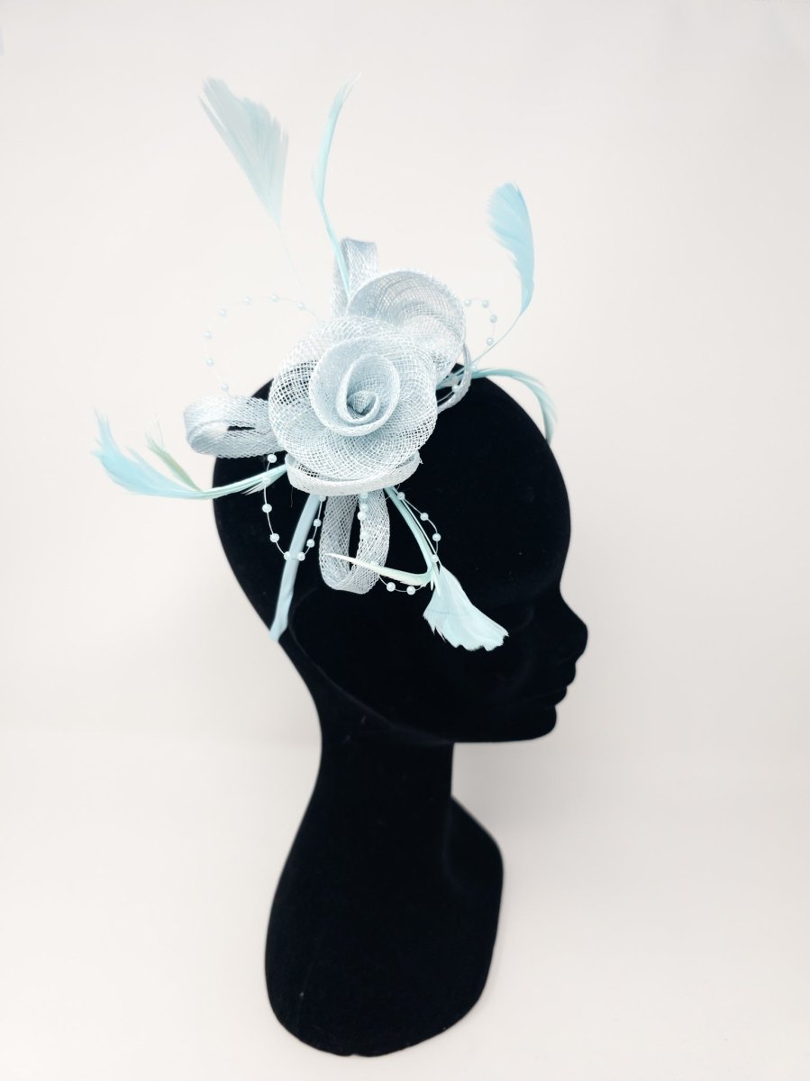 Turquoise Blue Flower Beaded Hairband Fascinator - Franklins