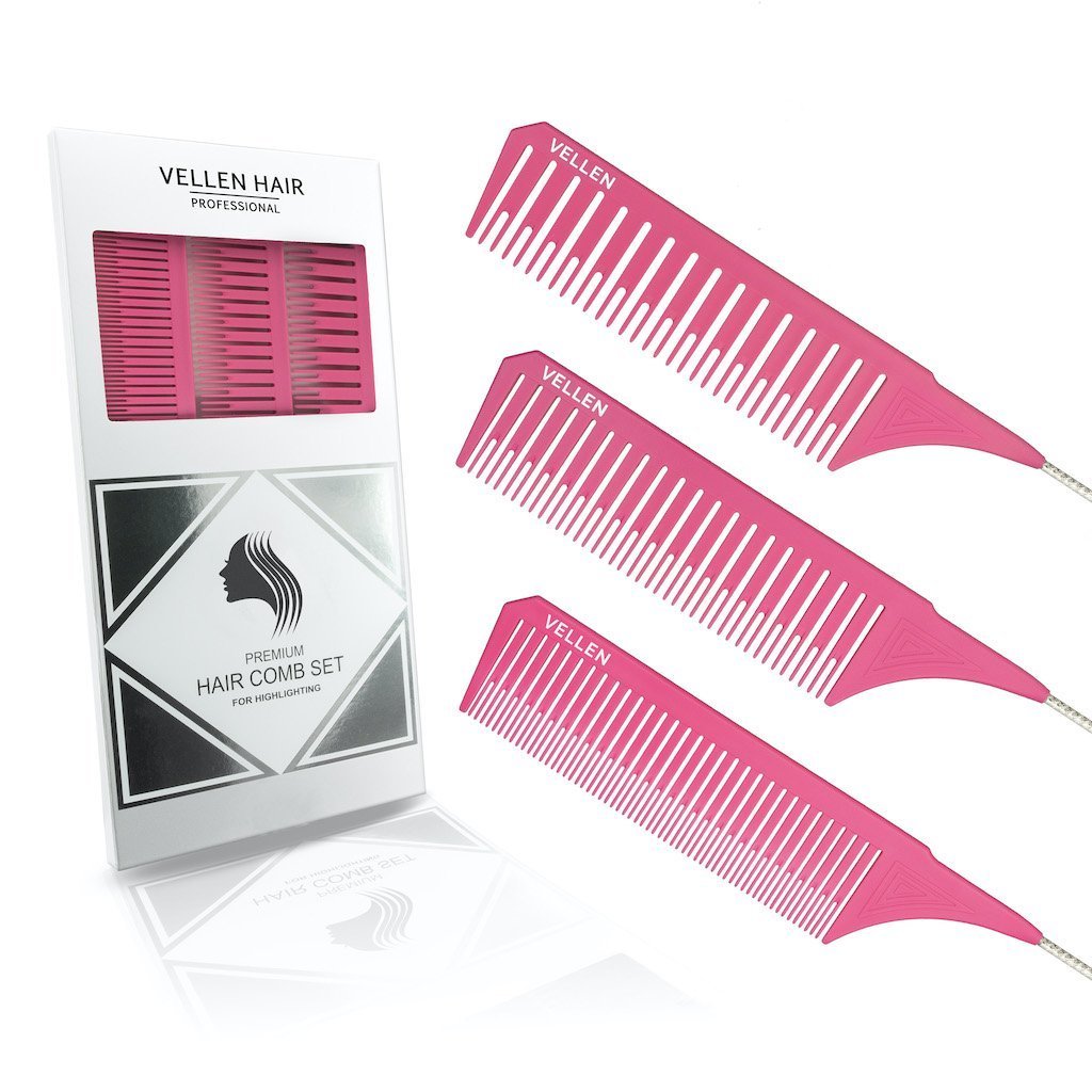 Vellen Hair Pemium Tail Comb Set Pink Trio - Franklins