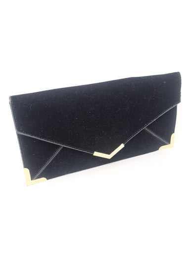 Velvet Black Envelope Clutch Bag - Franklins