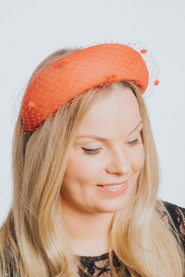 Vermillion Red Net Headband Fascinator - Franklins