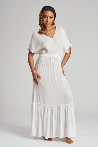 White Crinkle Maxi Dress - Franklins
