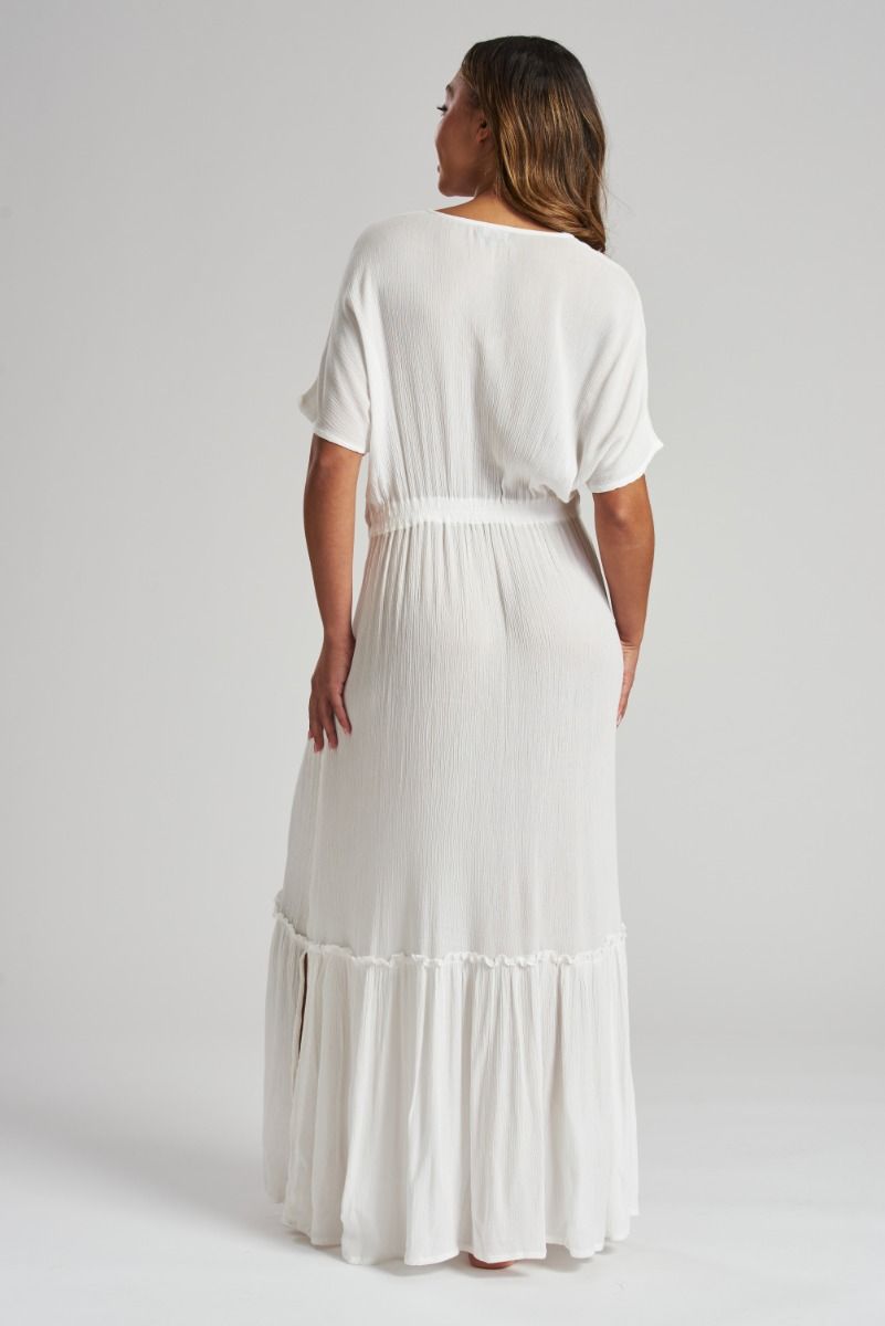 White Crinkle Maxi Dress - Franklins