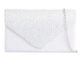 White Diamante Overlay Clutch Bag - Franklins