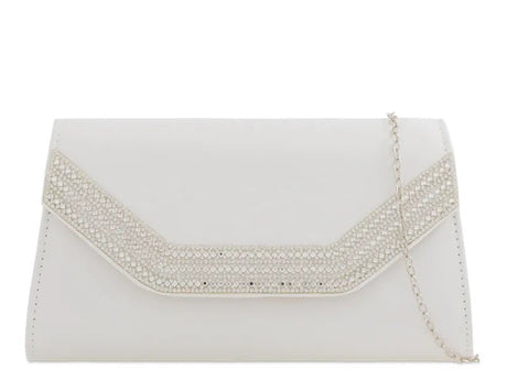 White Embellished Trim Envelope Clutch Bag - Franklins