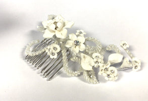 White Floral Bridal Clip - Franklins