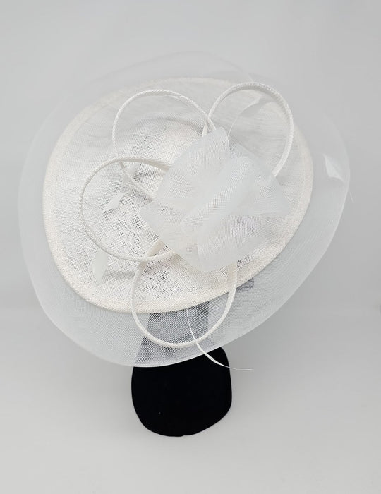White Flower Looped Disc Large Fascinator - Franklins
