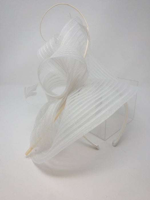 White Layered Looped Fascinator - Franklins