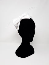 White Satin Bow Feather Hairband Fascinator - Franklins