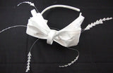 White Satin Bow Feather Hairband Fascinator - Franklins