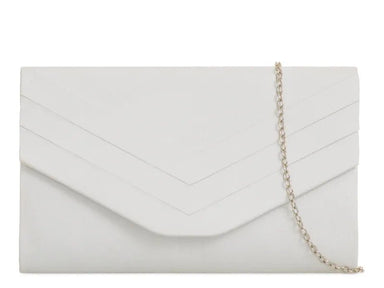 White Suede Envelope Clutch Bag - Franklins