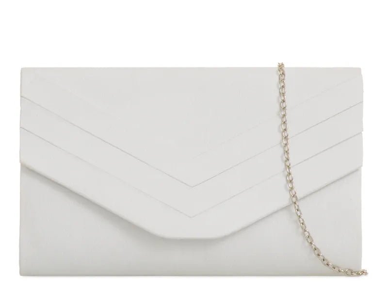 White Suede Envelope Clutch Bag - Franklins