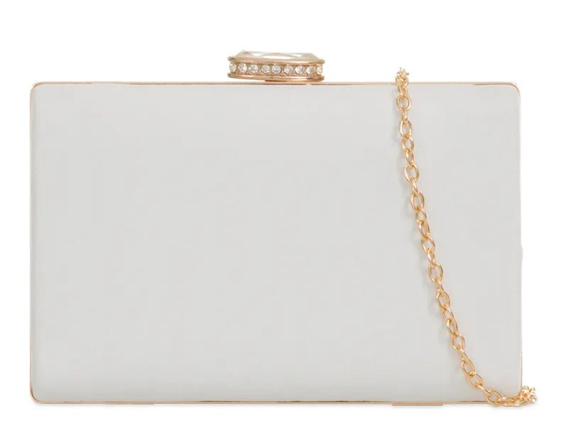 White Suede Hard Clutch Bag - Franklins