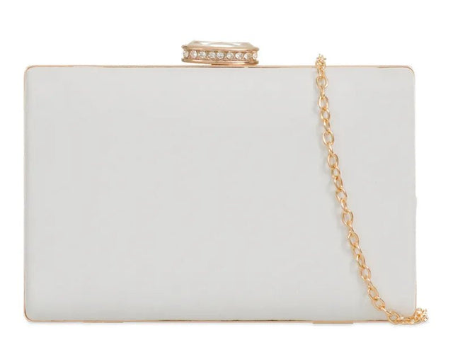 White Suede Hard Clutch Bag - Franklins