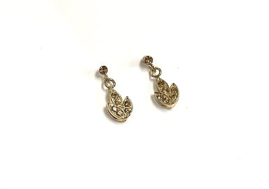 Yellow Gold Leaf Diamanté Earrings - Franklins