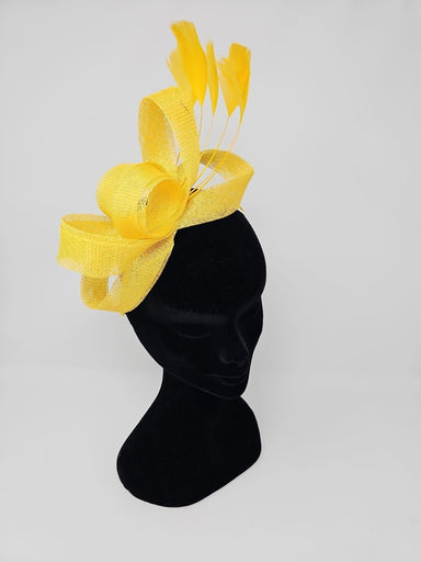 Yellow Looped Feather Fascinator - Franklins