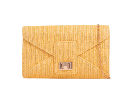 Yellow Woven Effect Clutch Bag - Franklins