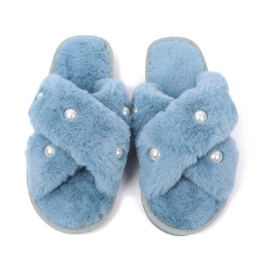 Zelly Belle Faux Fur Blue Cosy Slippers - Franklins