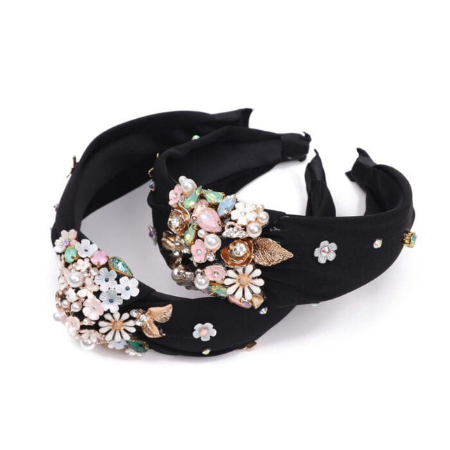 Zelly Black Floral Crystal Hair Band - Franklins