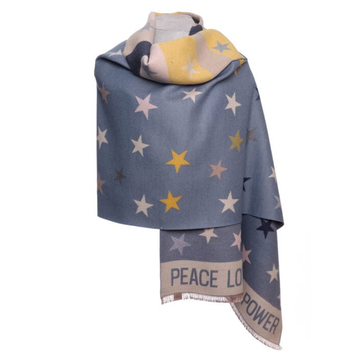 Zelly Blue Star Print Pashmina Scarf - Franklins