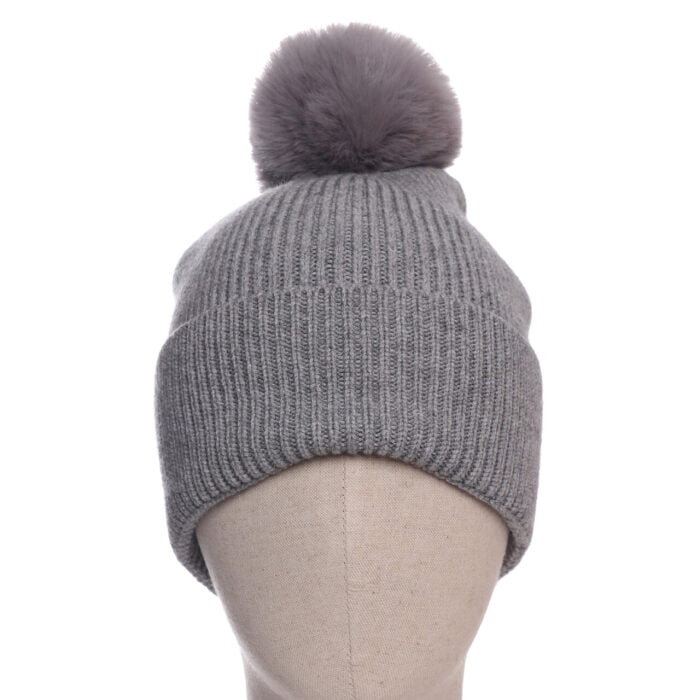 Zelly Grey Star Studded Super Soft Pom-Pom Hat - Franklins