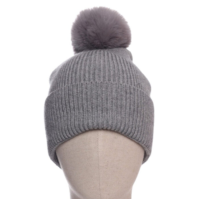 Zelly Grey Star Studded Super Soft Pom-Pom Hat - Franklins