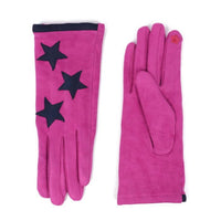 Zelly Pink & Navy Star Trim Gloves - Franklins